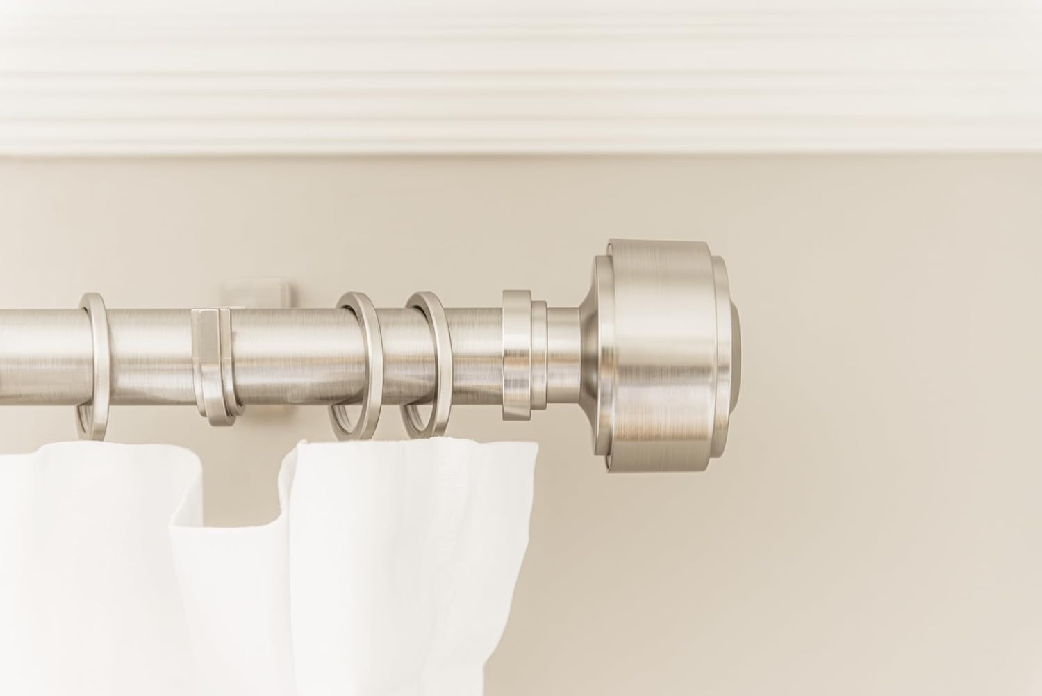 5 foot Custom Curtain Rod & Layered Knob Finials Bundle – Luxury Nonadjustable 1 ¼” Large Diameter with Designer Finials & Premium Quality Mounting Brackets – Brushed Nickel Finish