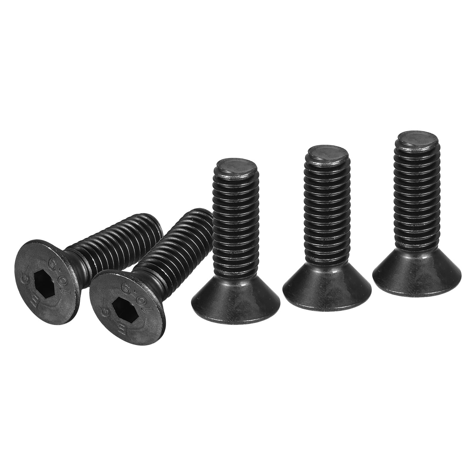 DTGN 3/8-16x1-1/4 Flat Head Socket Cap Screws, 10 Pack Hex Socket Flat Head Screws Carbon Steel Black Oxide, Full Thread, Countersunk Bolts
