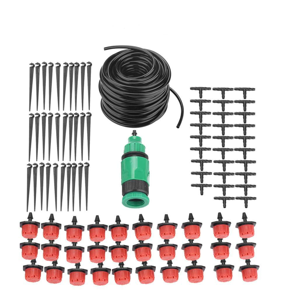 Sistema de riego de jardín, 25 m Temporizador de riego automático Juego de Manguera de Boquilla de aspersión Kit de riego por Goteo de Invernadero de césped Ajustable