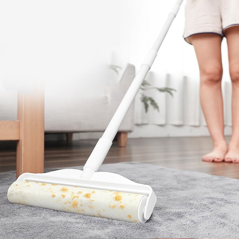 Grande rullo per pelucchi per pavimenti con copertura e ricariche rimuove efficacemente pelucchi e peli di animali domestici da varie superfici