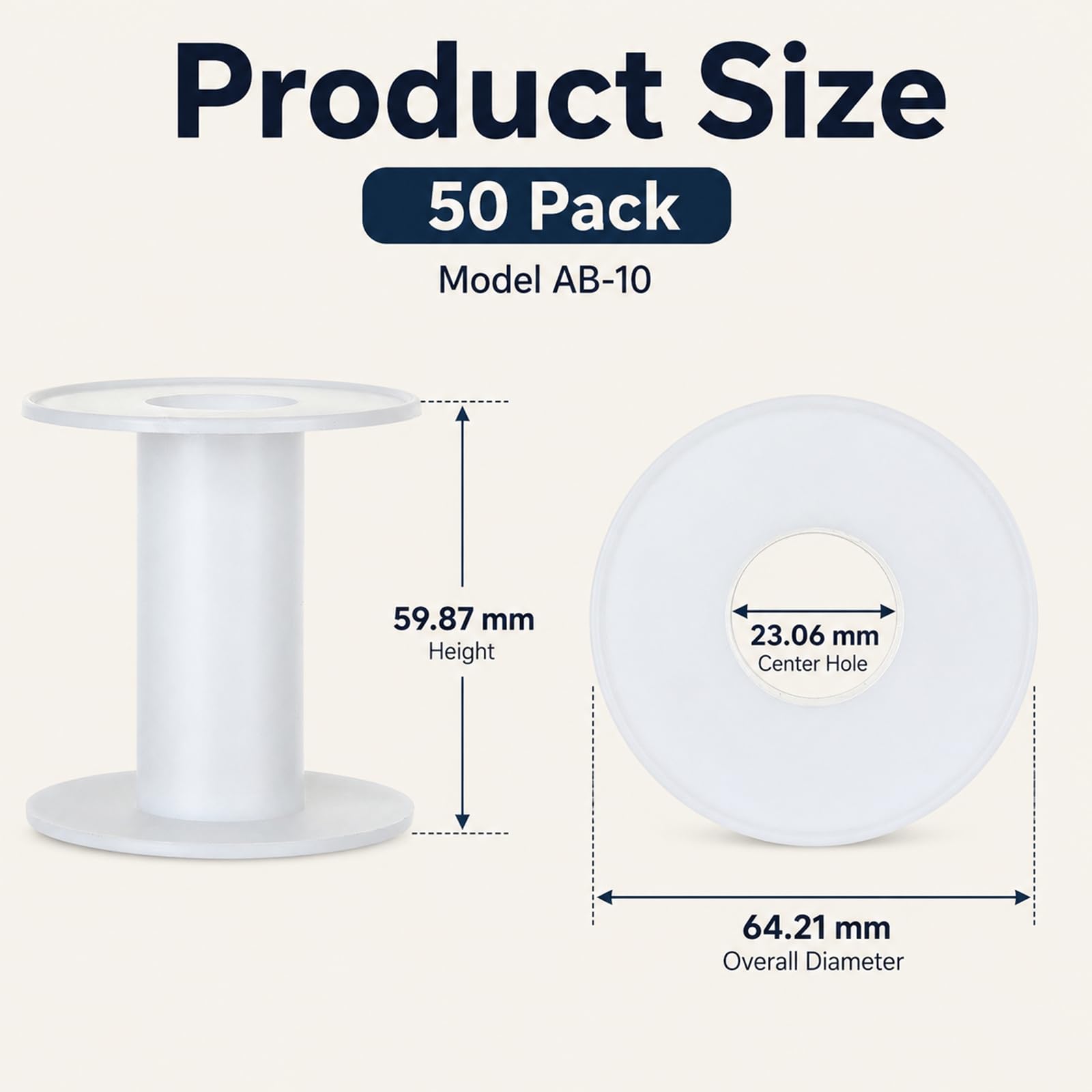 CYEAH 100 carretes vacíos blancos de 5 cm, carretes de plástico pequeños, bobina de hilo para manualidades, cuerda de alambre, rollo de cadena