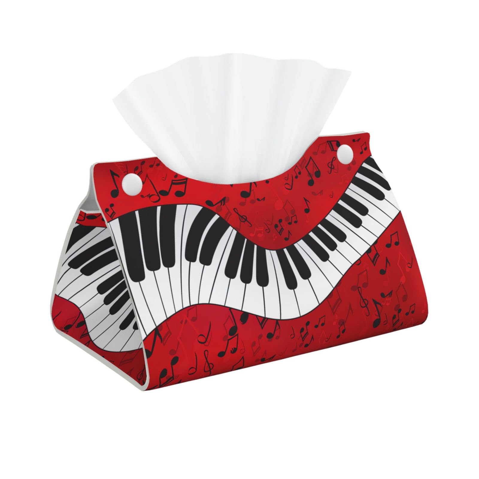 Music Note Piano Long Tissue Box Cover â€ Living Room, Office, Car â€ Crafted from Leather- â€ Foldable Home Decoration