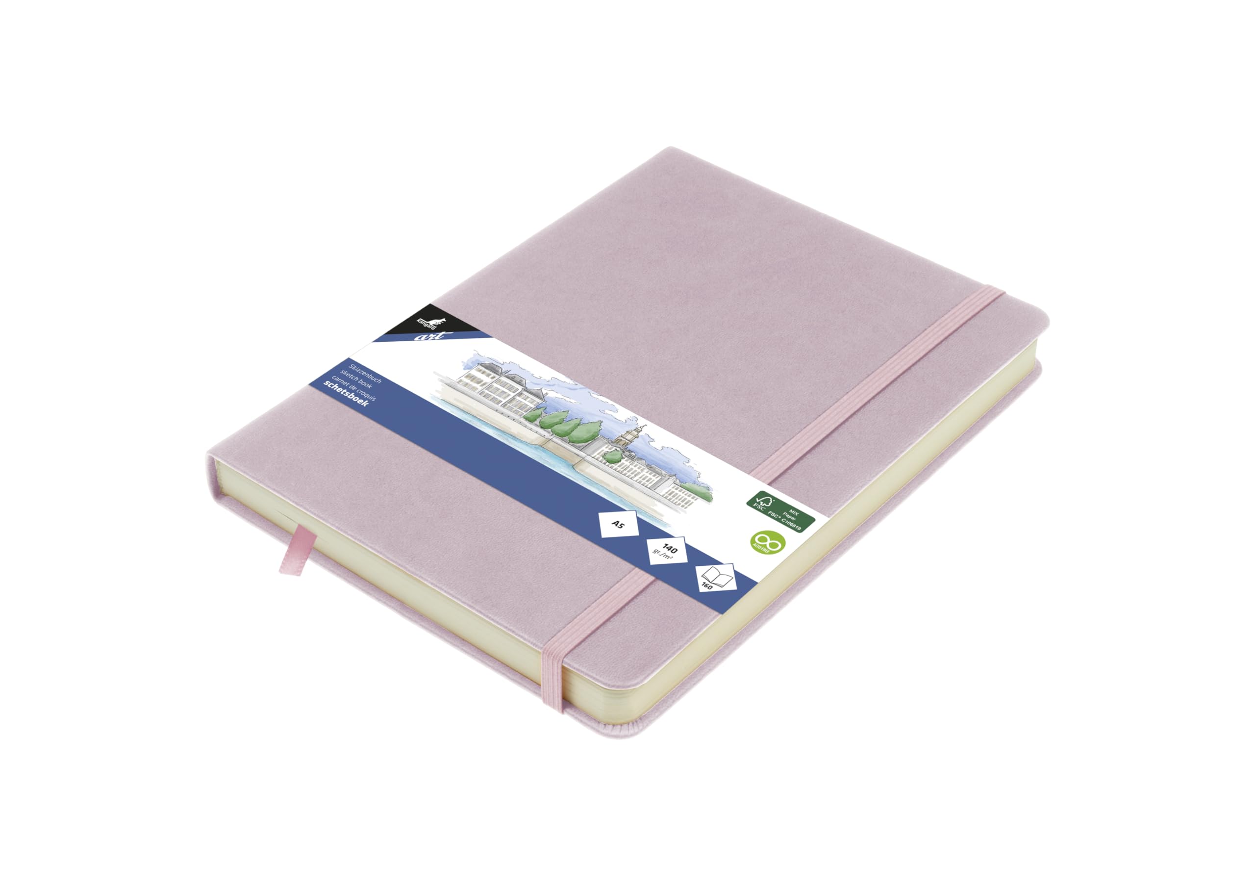 Kangaro Art Sketchbook A5 Purple PU Hard Cover 80 Sheets 140 g Cream Paper Cream Paper