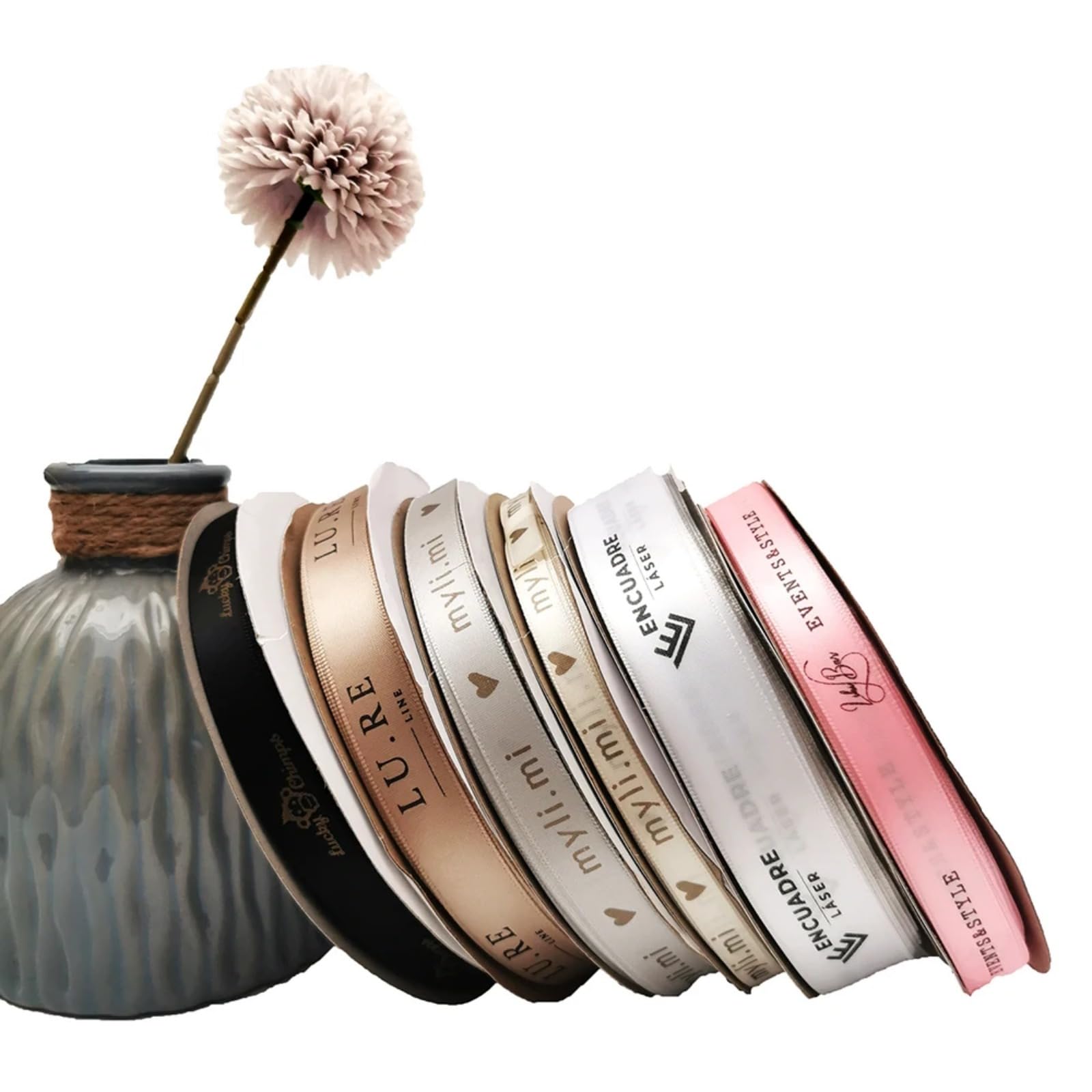 Cinta impresa personalizada personalizada logotipo personalizado y nombre cinta de raso caja de regalo envoltura para hornear boda cumpleaños aniversario pulsera bricolaje arco fabricación 100 metros