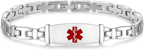 Miniatura 5 de Fashion Lady - Pulseras de identificación de alerta médica de acero inoxidable con grabado gratuito