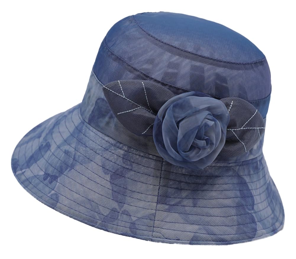 Elegant Wide Brim Floral Sun Hat for Women UV Protection Lightweight Mesh Summer Garden Beach Hat