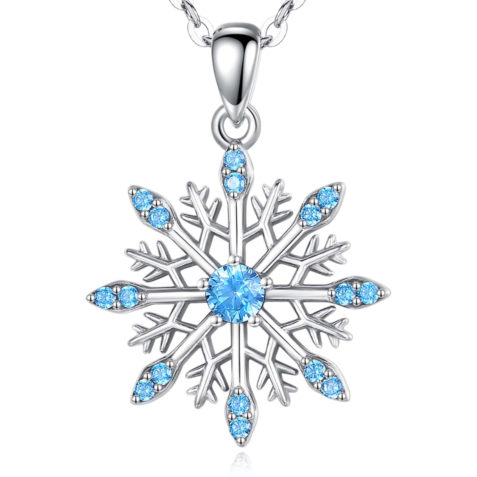 INFUSEU Collana Fiocco Di Neve, 925 Sterline Argento La Ragazza Della Neve Pendente Fiocco Di Neve In Zirconia Cubica Gioielleria Collana Elegante Donna