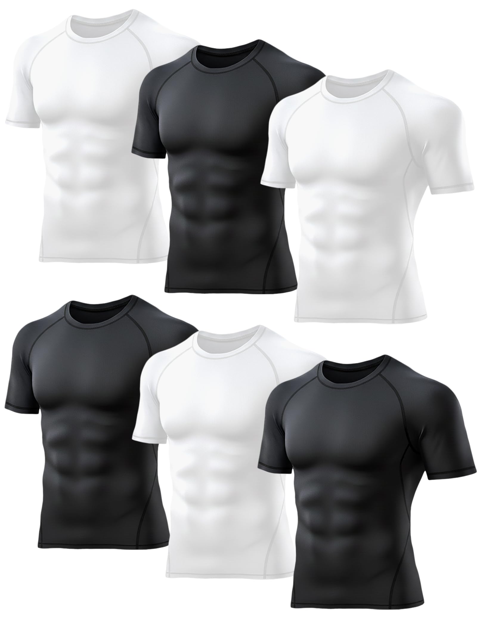 TELALEO 5/6 Pack Compression Shorts Men Spandex Sport Shorts Athletic Workout Running Performance Baselayer Underwear