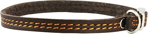 Miniatura 2 de Collar de perro de cuero genuino de 8 a 9.5 pulgadas para razas más pequeñas y cachorros jóvenes, color marrón