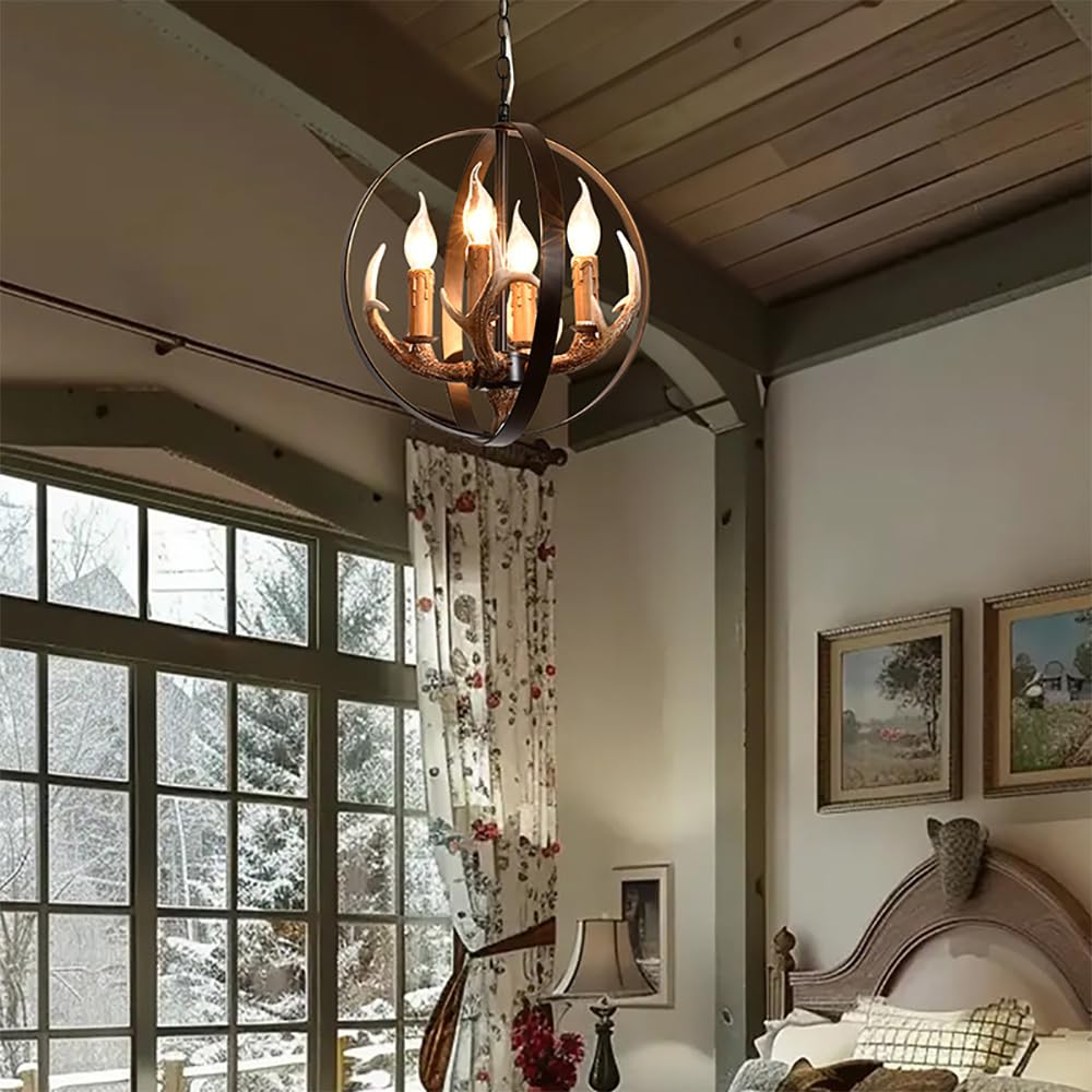 SXECAEPS Modern creative chandelier American Retro Personality Creative Living Room Restaurant Bedroom Clothing Store Cafe Bar Log Cabin Pendant Light (H B D35CM)