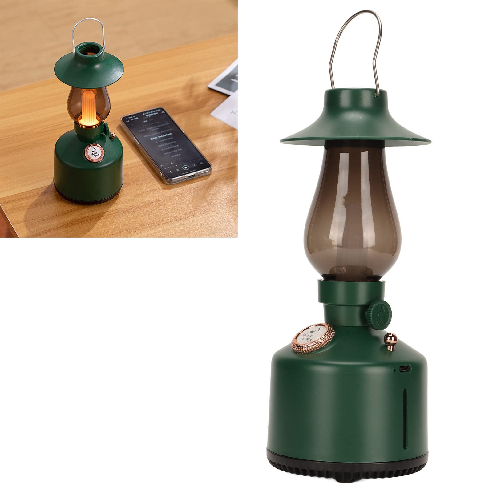 VBESTLIFE Altoparlante Vintage con Luce Notturna e Bluetooth 5.0 (GREEN)