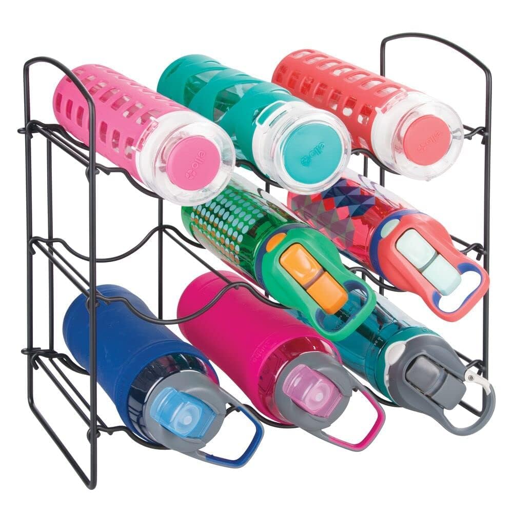 Craft Capital Metal Water Bottle Rack Storage Organizer for Kitchen Countertops, Pantry, Fridge - Stores Wine, Beer, Pop/Soda - 3 Levels, Each Holds 9 Bottles, Free-Standing (Black)-image-31