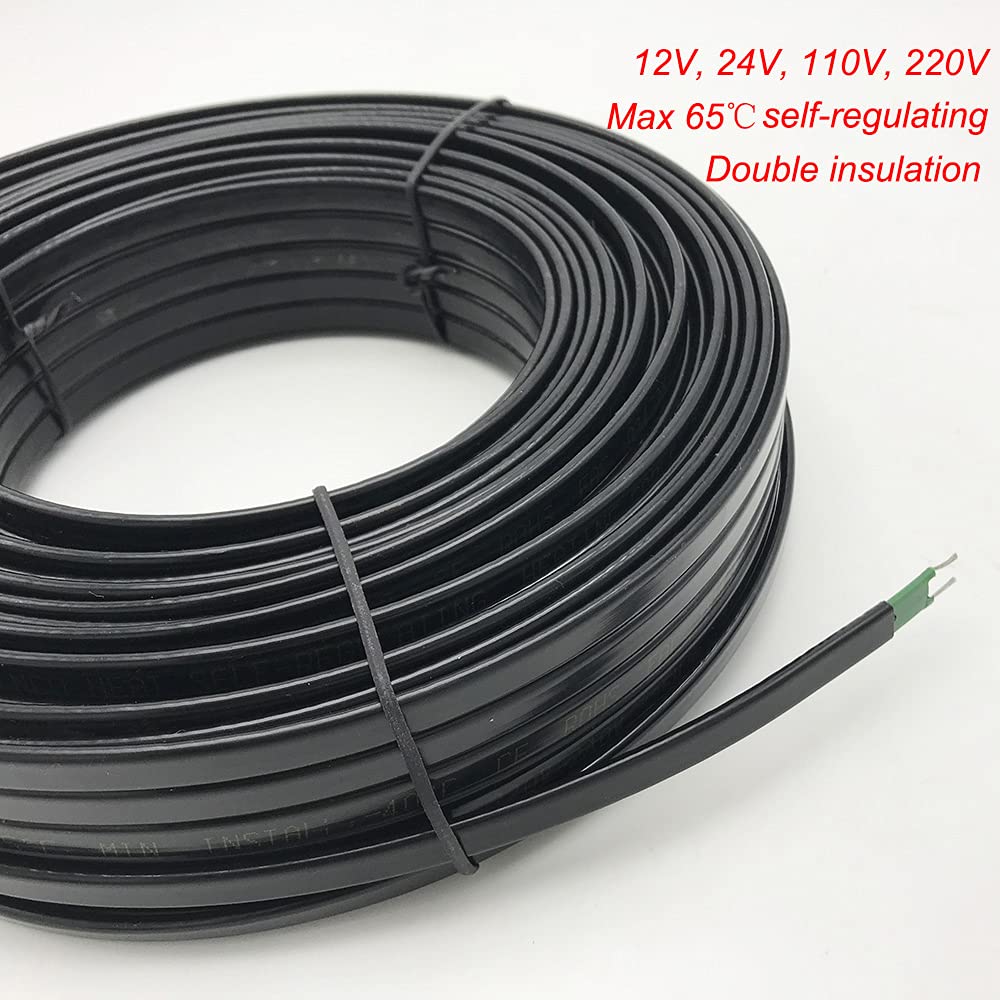 MyncbD Cavo Elettrico Cavo di Riscaldamento Elettrico 12V 24V 110V 220 Volt Tubo dell'Acqua Antigelo Protezione antigelo Cavo di Riscaldamento per Tetto Autoregolante 50m (Color : 24V 25W 5m)