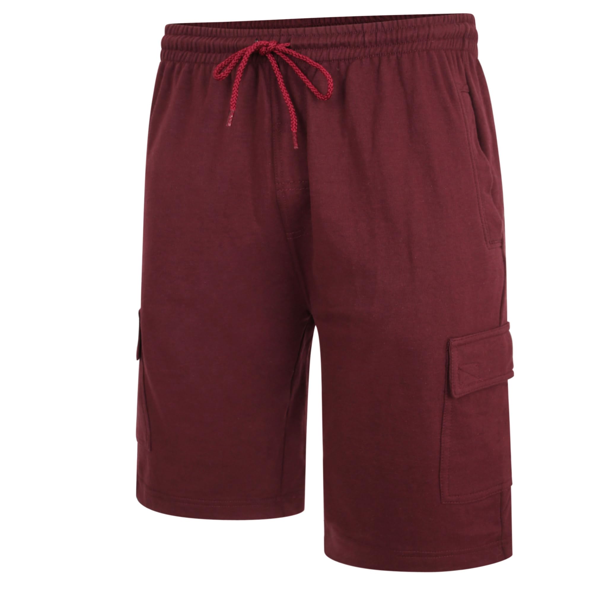 Kam Men's Burgundy Jeanswear Big Size Jersey Cargo Shorts Elasticated Waist Drawstring 2XL (300)