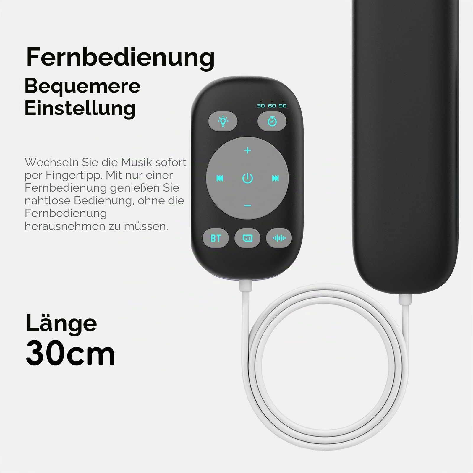 Bluetooth-Knochenschalllautsprecher mit Fernbedienung, 3 Modi, Weißes Rauschen für Unter das Kopfkissen, Verbessert den Schlaf, 3 Timer Einschlafhilfe für Erwachsene, Seitenschläfer, Büro-Nickerchen
