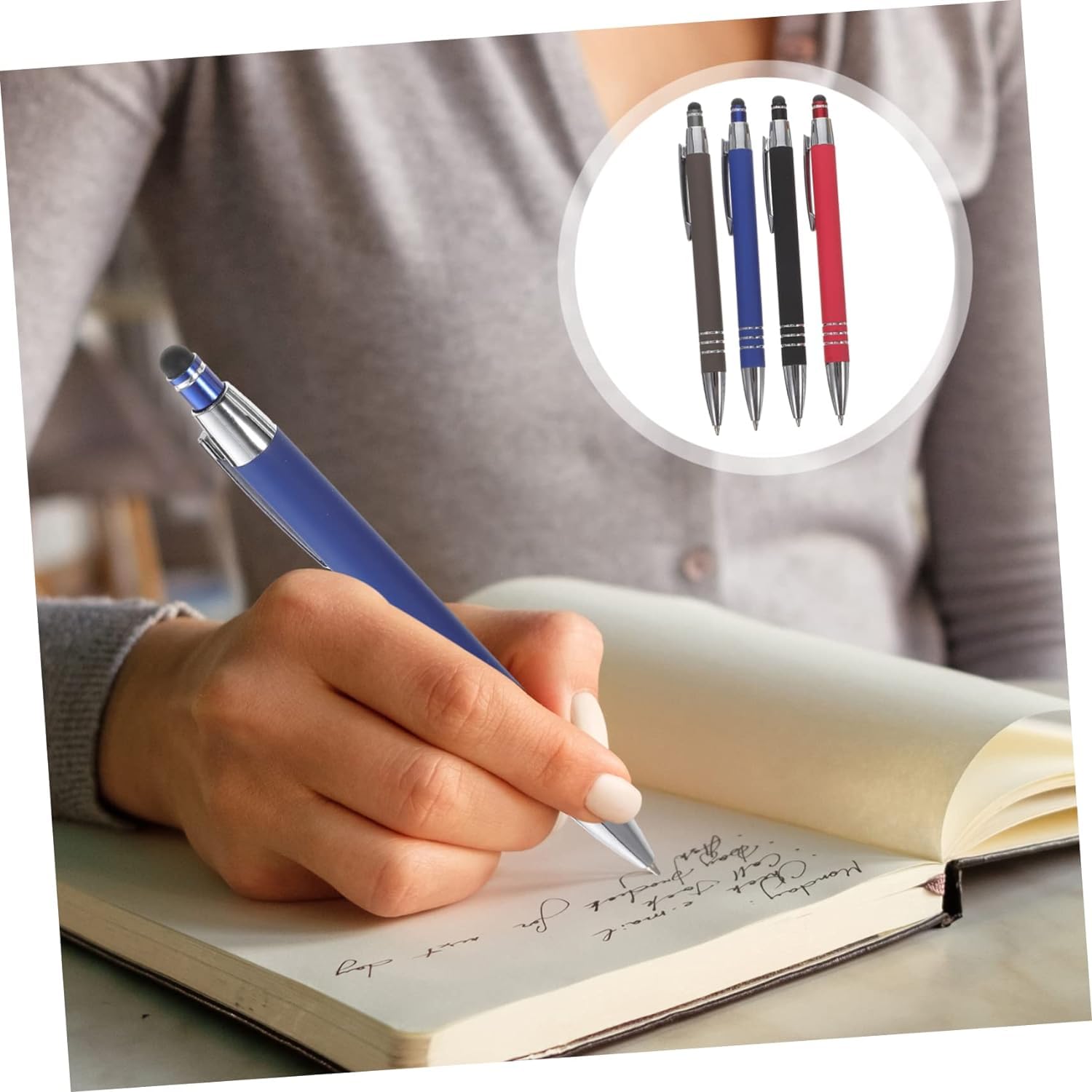 Penna a sfera, penna a inchiostro neutro Confezione da 4 penne a sfera con inchiostro gel in metallo retrattile multicolore 14x1,2x1,2 cm