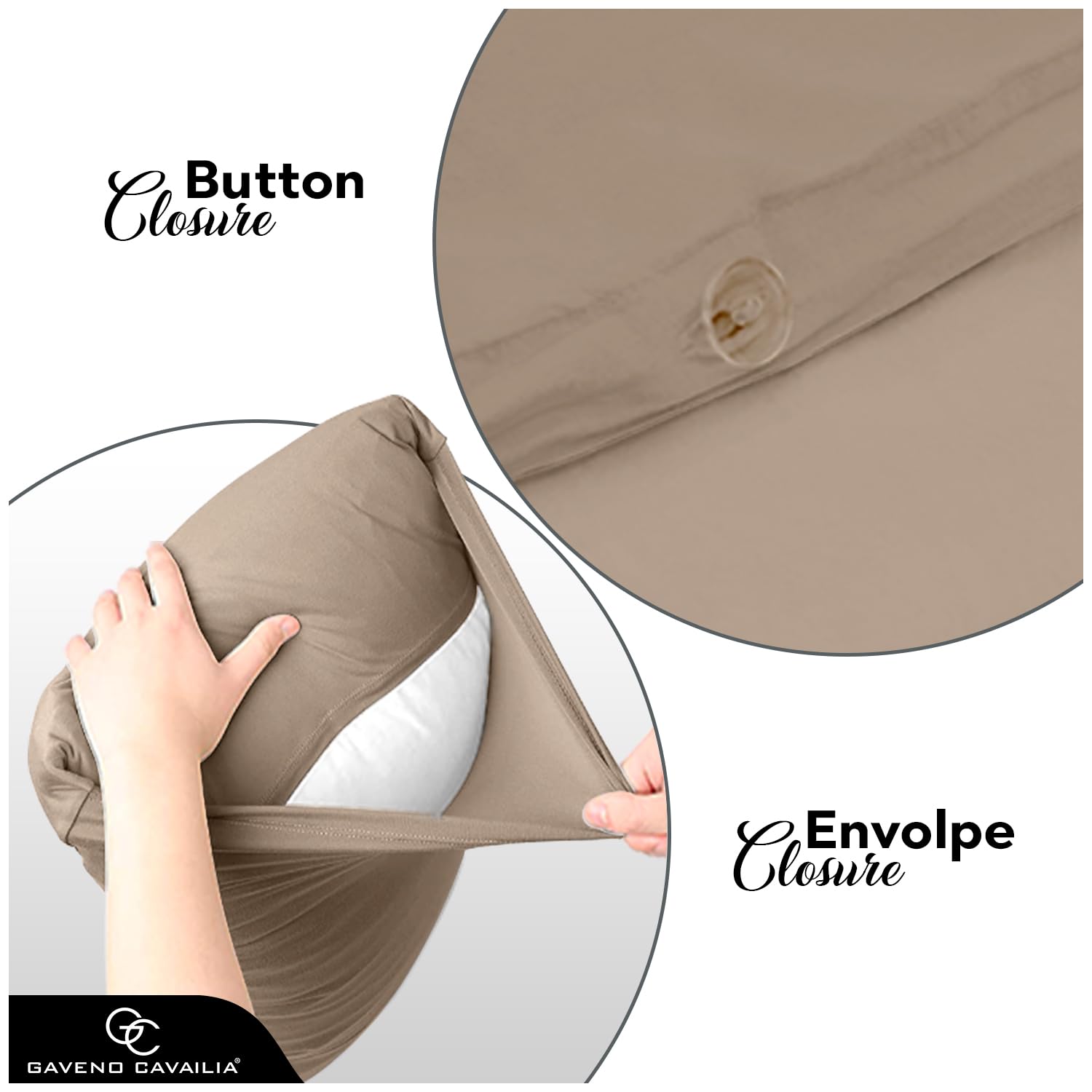 GC GAVENO CAVAILIA Easycare Plain Dyed King Size Duvet Cover, Breathable Percale Bedding Sets - Image 2