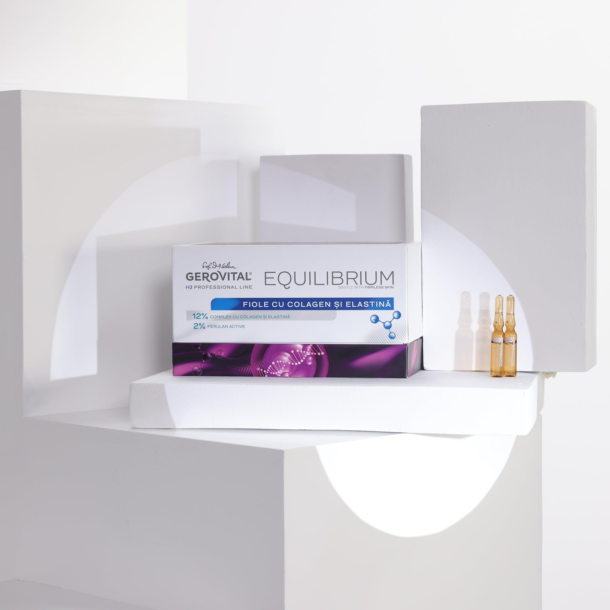 Fiale Professionali con Siero 12% Collagene ed Elastina | Siero Intensamente Idratante e Antirughe | Protezione Antiossidante | Prodotto Professionale, Gerovital H3 Equilibrium 20 Fiale x 2 ml