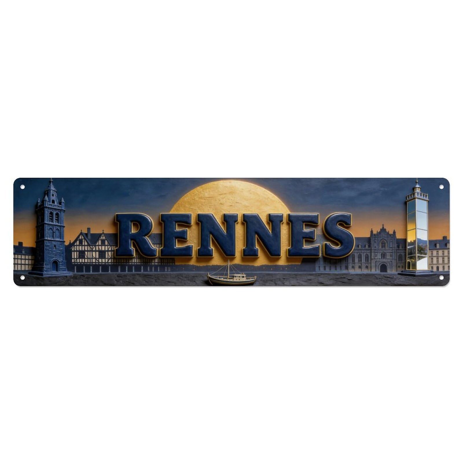 Metal Tin Sign Rennes France Retro