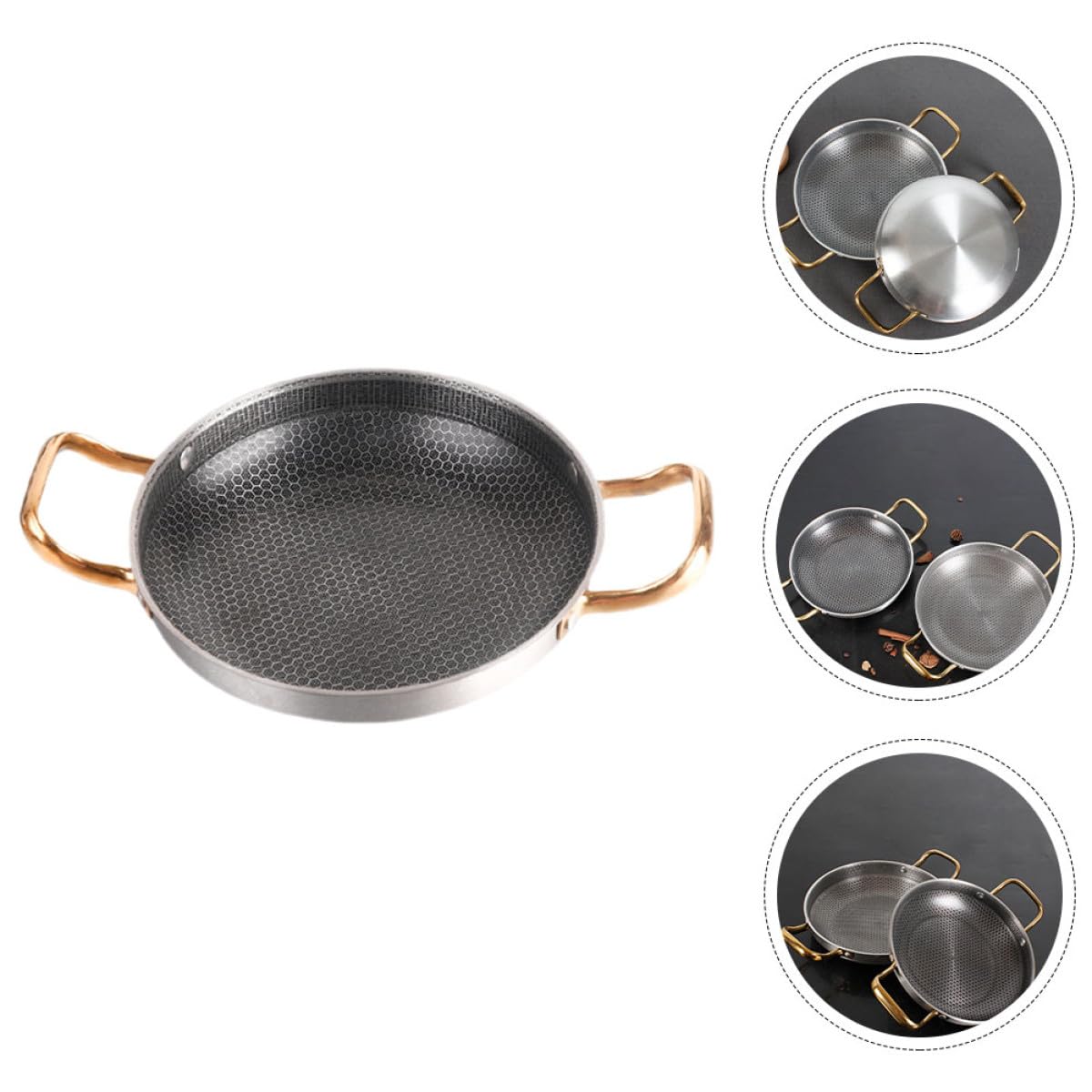 Homoyoyo Edelstahl Wabenbeschichtung Pfanne mit Ergonomischem Griff und Antihaftender Oberfläche für Schonendes Braten von Meeresfrüchten und Kleinen Krustentieren in Küche