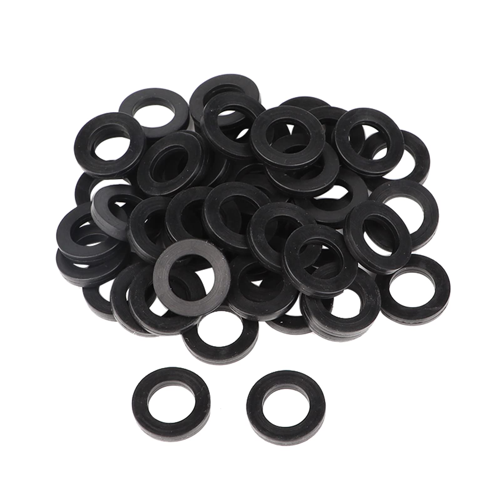 50 Pcs Rubber Flat Washer 19mm OD, 11mm ID, 3mm Thickness, Seal for Shower Hose (Black)