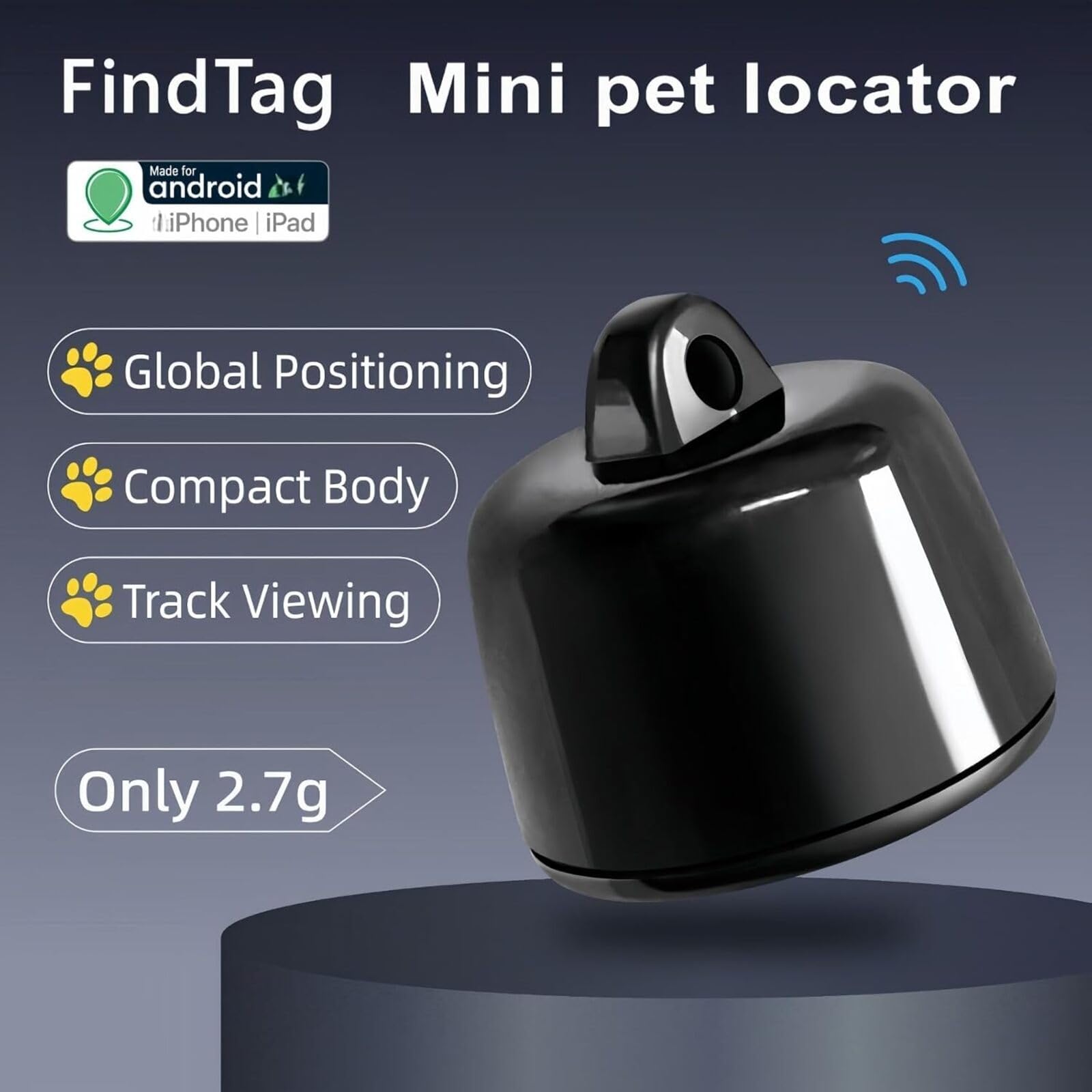 Générique Collier Traceur GPS pour Chat & Chien — Mini GPS Intelligent Étanche P23 — Suivi Mondial sans Abonnement — Compatible iOS Android — pour Tout Collier — Localisation Anti-Perdition (B)