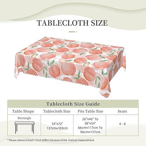 Miniatura 5 de Aimeryup Mantel rectangular de color durazno bonito, mantel rectangular impermeable para mesas rectangulares de 6 pies, manteles de mesa para