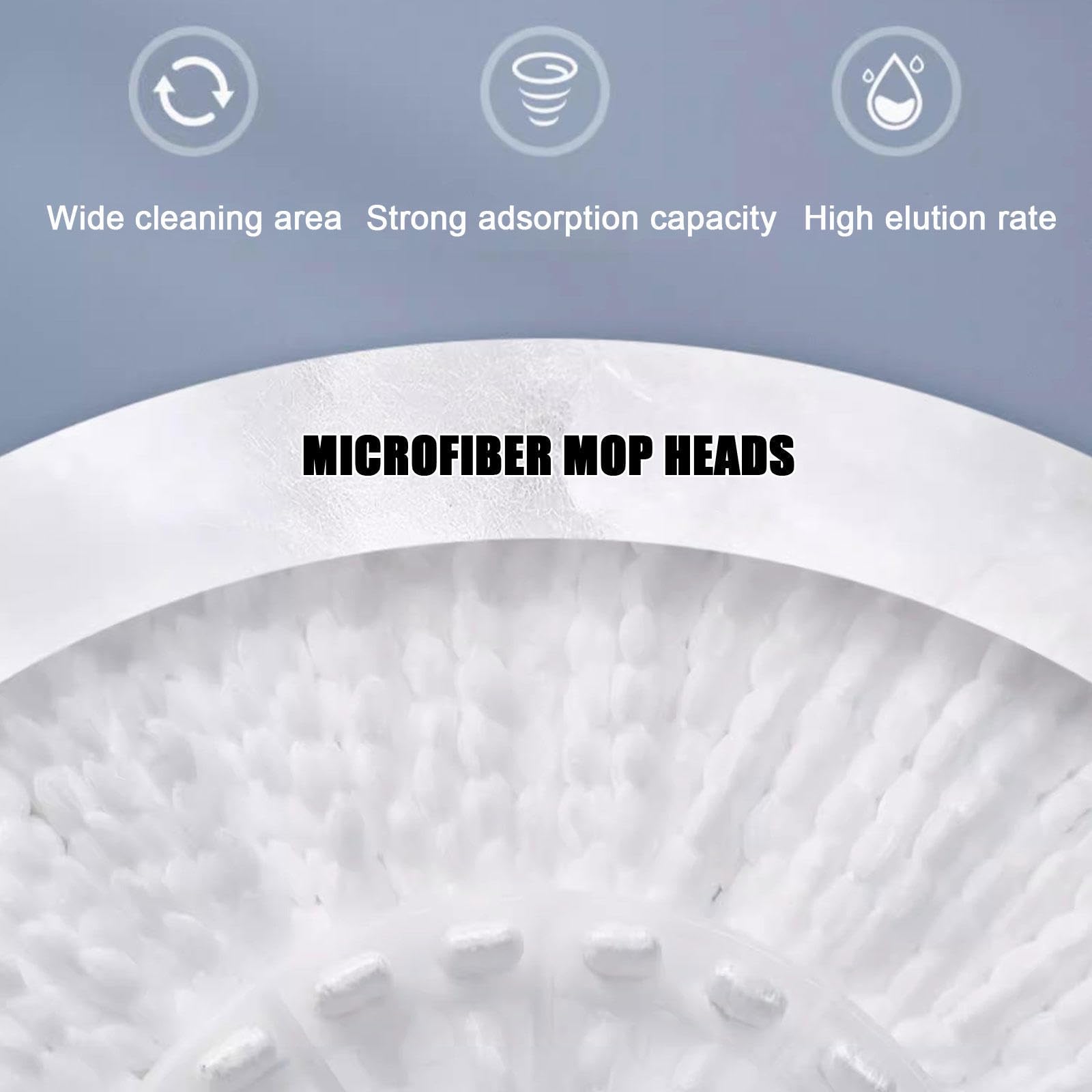 Cubo para fregona giratoria con juego de escurridor, fregona para suelo con 4 ruedas de fácil movimiento, mango ajustable de acero inoxidable, 5 recambios de cabezal de repuesto de microfibra, 1