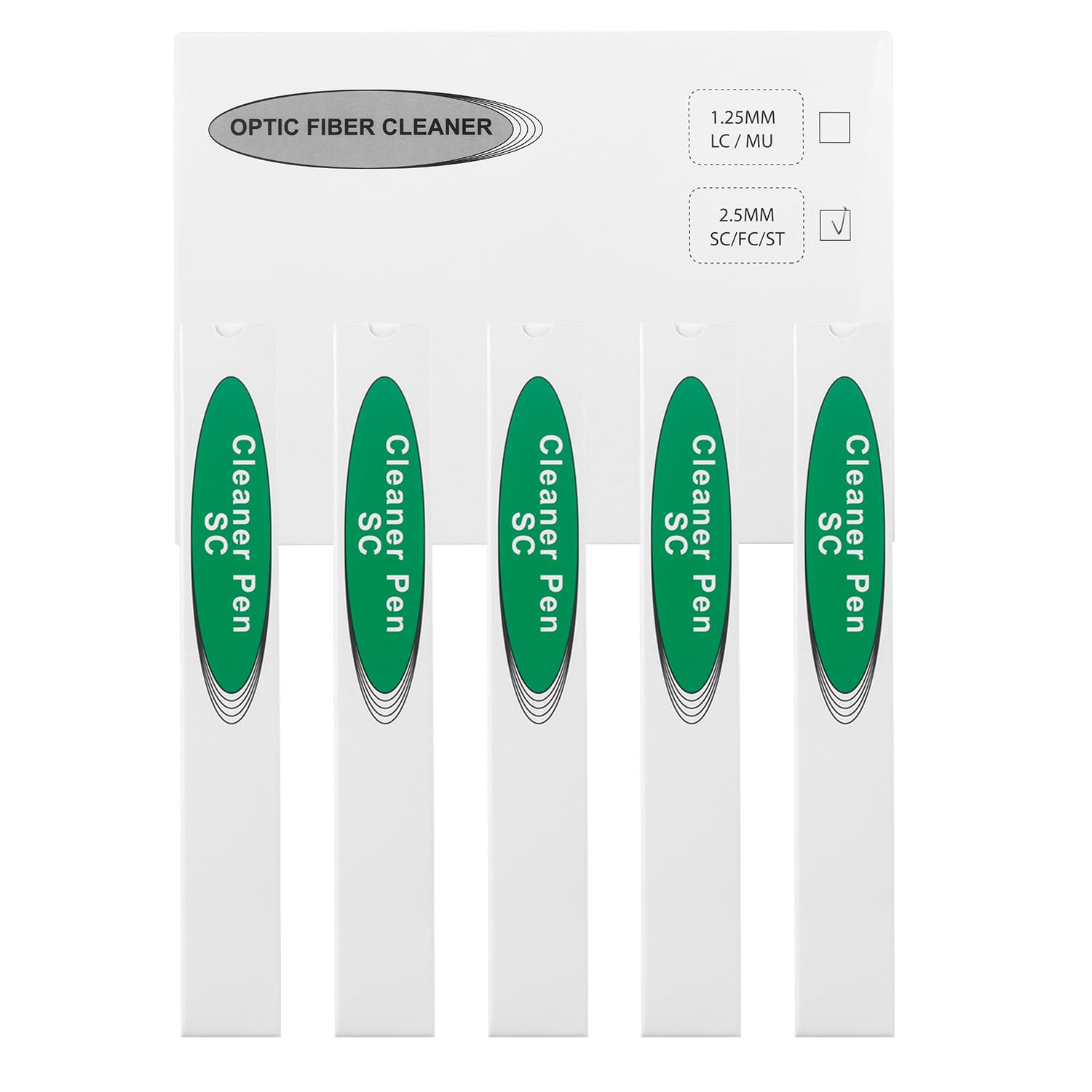MSDADA 5 Pcs SC Fiber Optic Cleaner Pen for Connectors Cleaning End Face Smart Cleaner for 2.5mm SC/ST/FC Connectors (White)