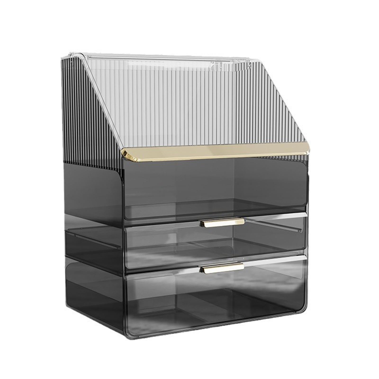 Organizador de Cosméticos Caja de Almacenamiento de Cosméticos con Cajón Alto Soporte de Belleza Multiusos Vitrina para Cremas Cajas Tocador, Negro