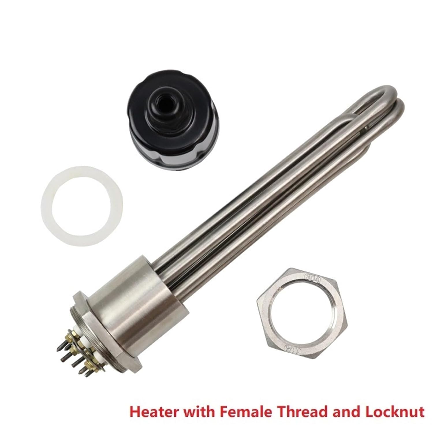 DN32 Electrical Water Heating Element Stainless Steel Tubular Immersion Heater 3kw/3.75kw/4.5kw/6kw/9kw 1Pcs(Heater Thread nut,220V_6KW)