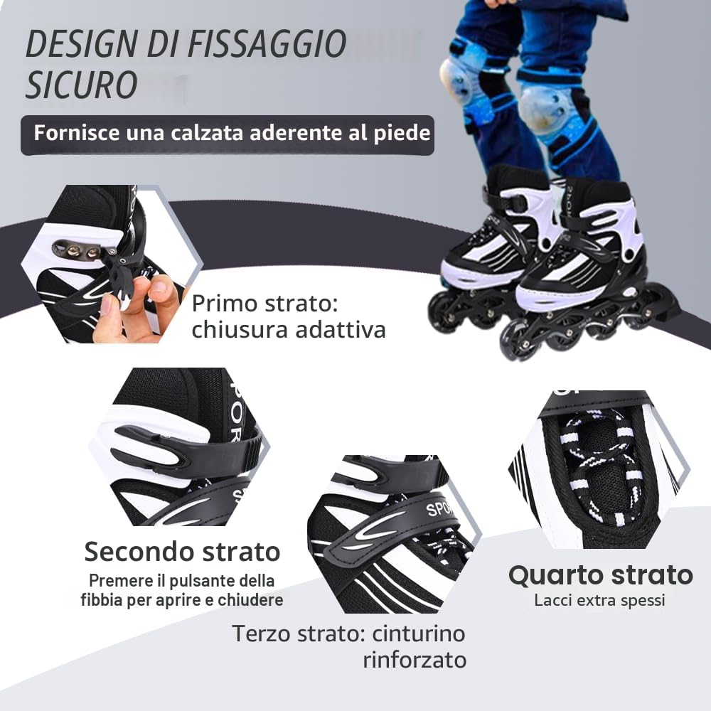 Pattini in linea per bambini, regolabili, per bambini, adulti, ragazze e ragazzi, pattini in linea, per interni ed esterni, Sakura rosa