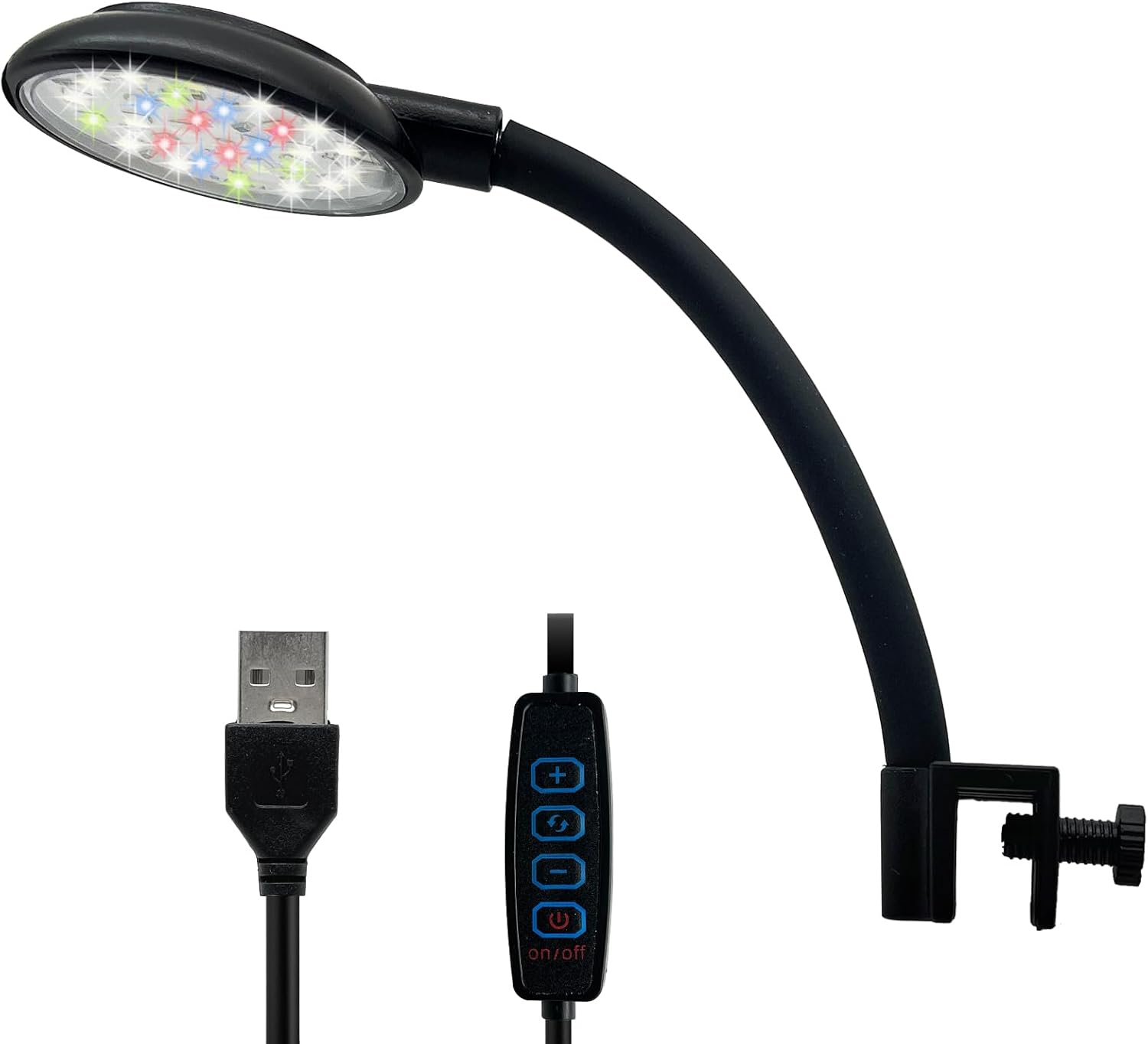 Aquarium Fish Tank Light - Clip On LED Adjustable Moving Lamp with White,RGB,Full Brightness Spectrum
