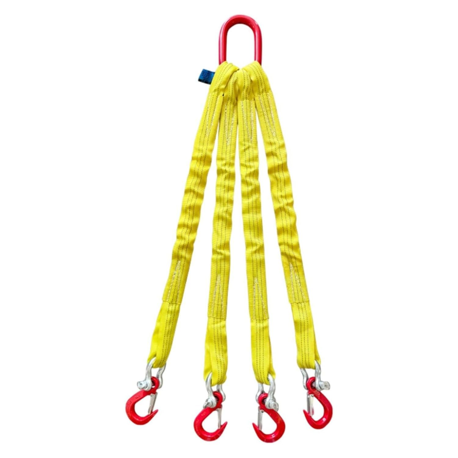 Correa de elevación de 10 toneladas con cuatro patas, correa de poliéster resistente con gancho de acero de aleación, correa de tensión de 1 a 6 m para construcción, fábrica, puerto (150 cm)