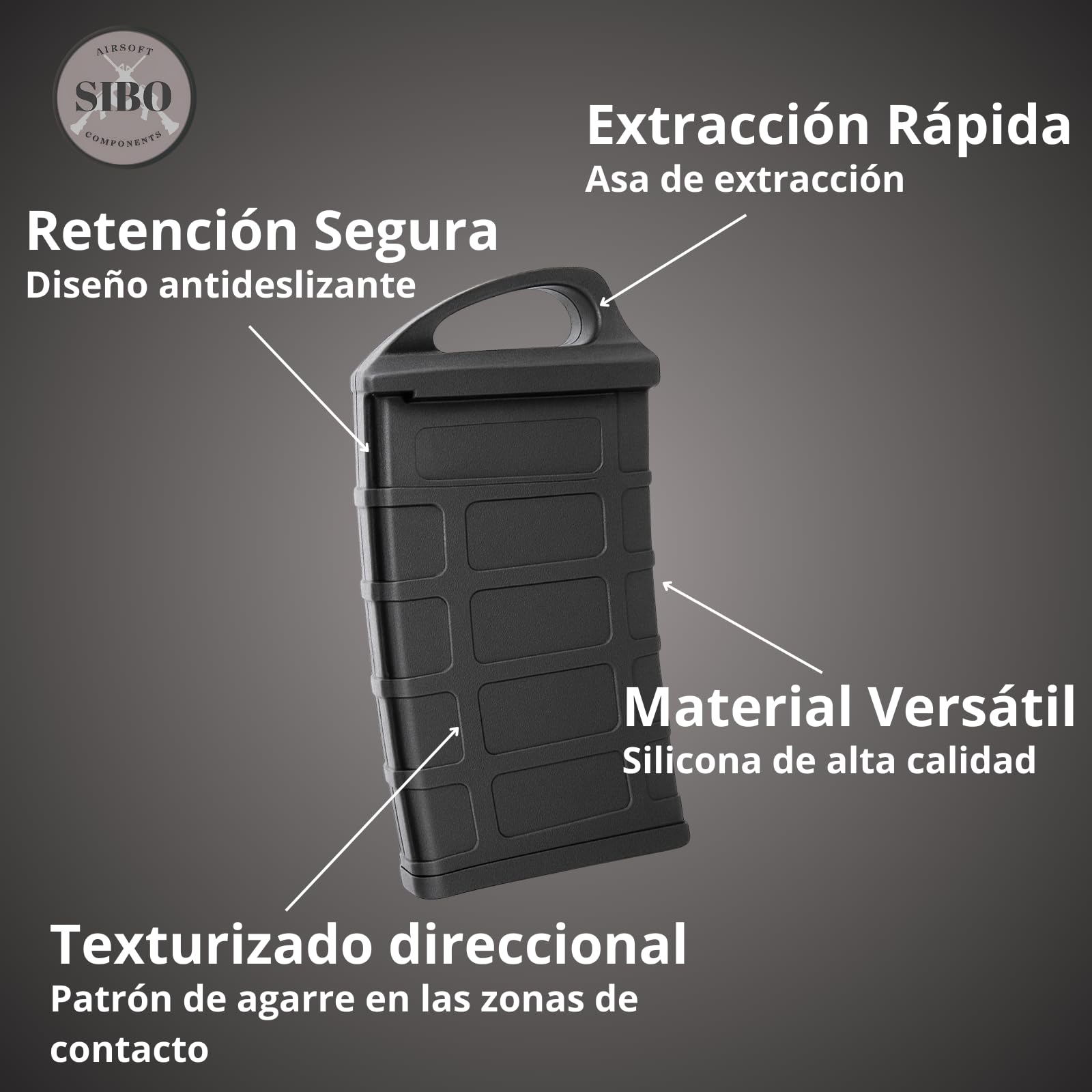Sibo - Fundas Protectores (Pack de 2) para Cargadores Airsoft AR/M4/M16 (STANAG/PMAG) – Silicona Antideslizante, Extracción Rápida, Compatibles Mid/Hi/Low/Real-Cap (Verde)