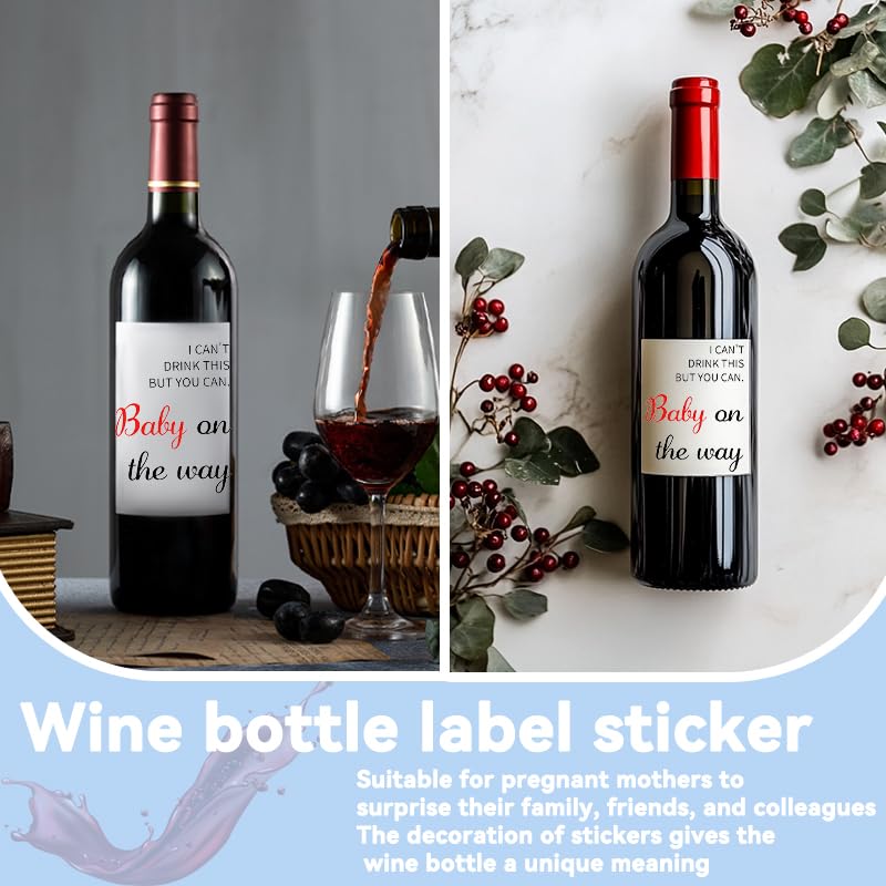 Sisadodo Pregnancy Announcement Wine Bottle Lables I Can't Drink But You Can Babay Announcements Pregnancy Reveal Wine Labels Funny Cogratulations Alcohol Bottle Stickers for Husband Friends 4PCS - Image 3