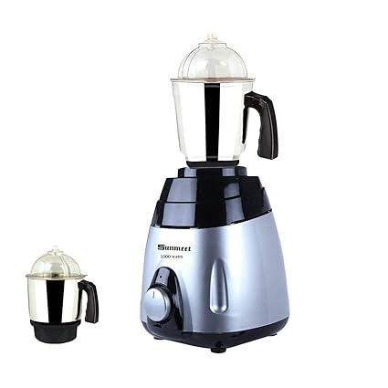 Sunmeet Black Silver Color 1000Watts Mixer Grinder with 2 Jar (1 Large Jar and 1 Chutney Jar) TAN20-SUN-171