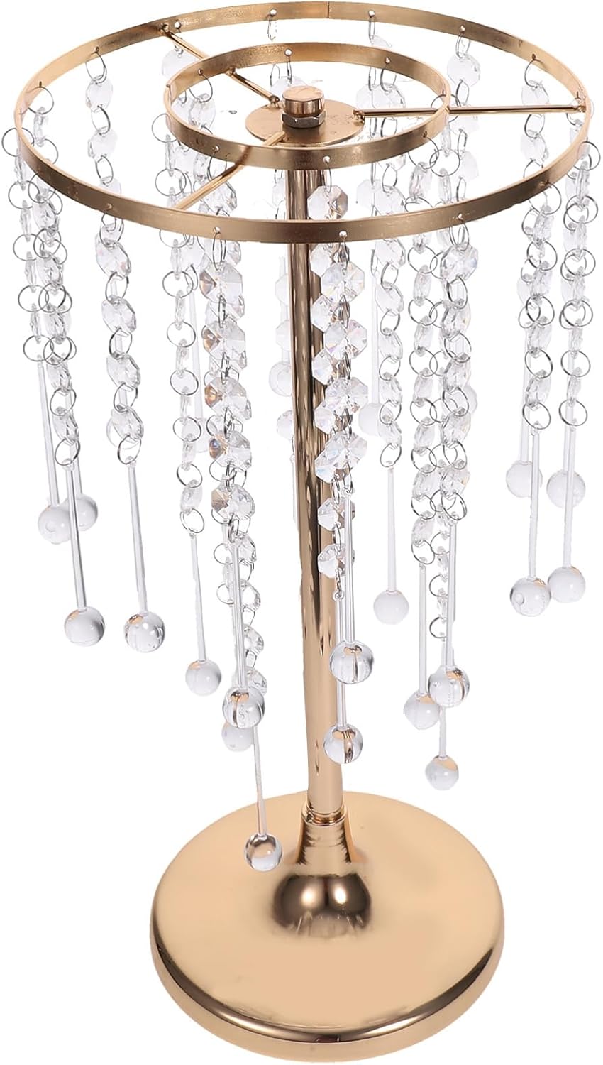 Centerpiece Table Decoration Metal Flower Stand Chandelier Crystals Elegant Wedding and Event Decor Vase for Floral Arrangements and