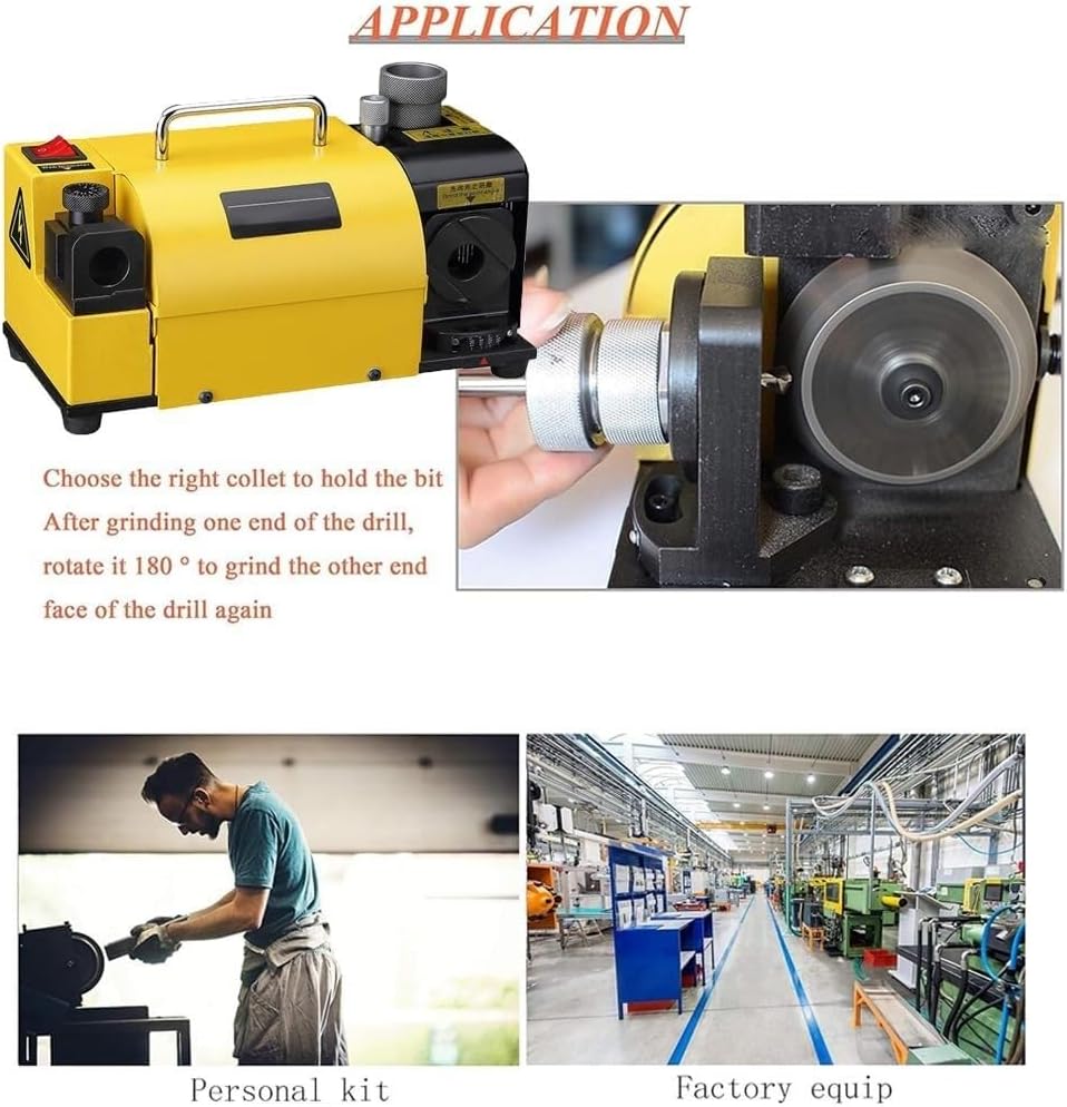 4400RPM Portable Drill Bits Sharpener Grinder,120W MR-13A Drill Bits Sharpener, Grinding Range 3-15, With 1 Diamond Grinding Wheel, 13 ER20 Collets, Small Hex Wrench, 1 Set Of Chuck Set