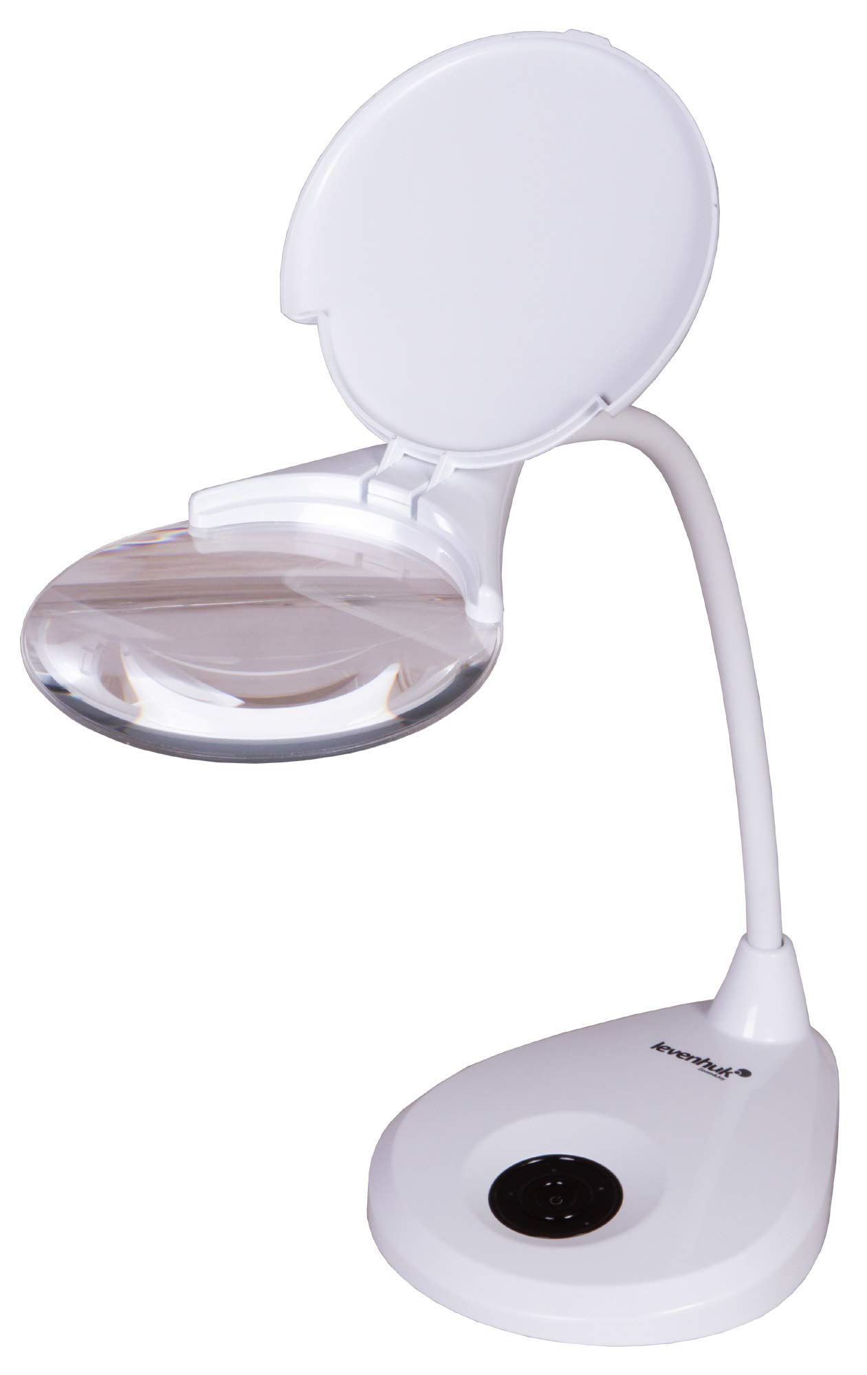 Lupa de Sobremesa Levenhuk Zeno Lamp ZL13 con Iluminación por LED, Ampliación de 2X, Cubierta Protectora y Brazo Flexible para Trabajar de Cerca, Color Blanco