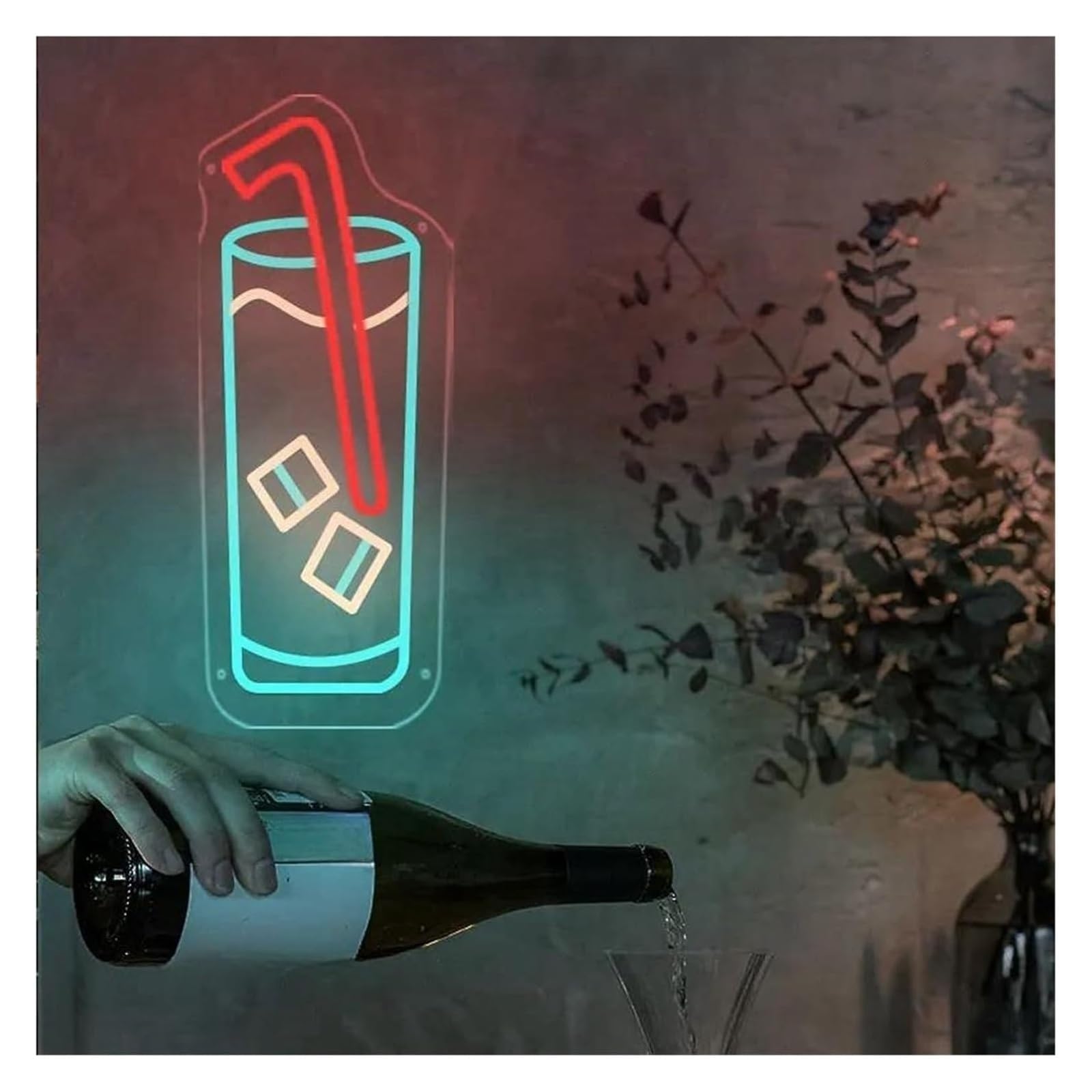 Señal de luz de neón para Barra de decoración Luces neón para letreros acrílicos Brillo Ajustable Adecuado para Bebidas(20cmx50cm)