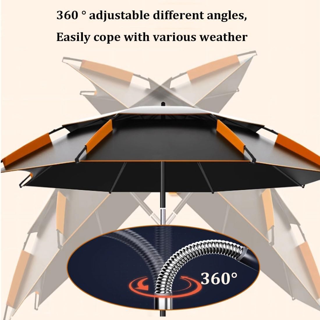 Odporny Na Wiatr Parasol Wędkarski Na Zewnątrz 8,5 Stopy / 260 Cm Parasol Plażowy Osłona Przeciwsłoneczna Parasol Ogrodowy Chroniący Przed Promieniowaniem Uv, Black red, 2.2M/7FT