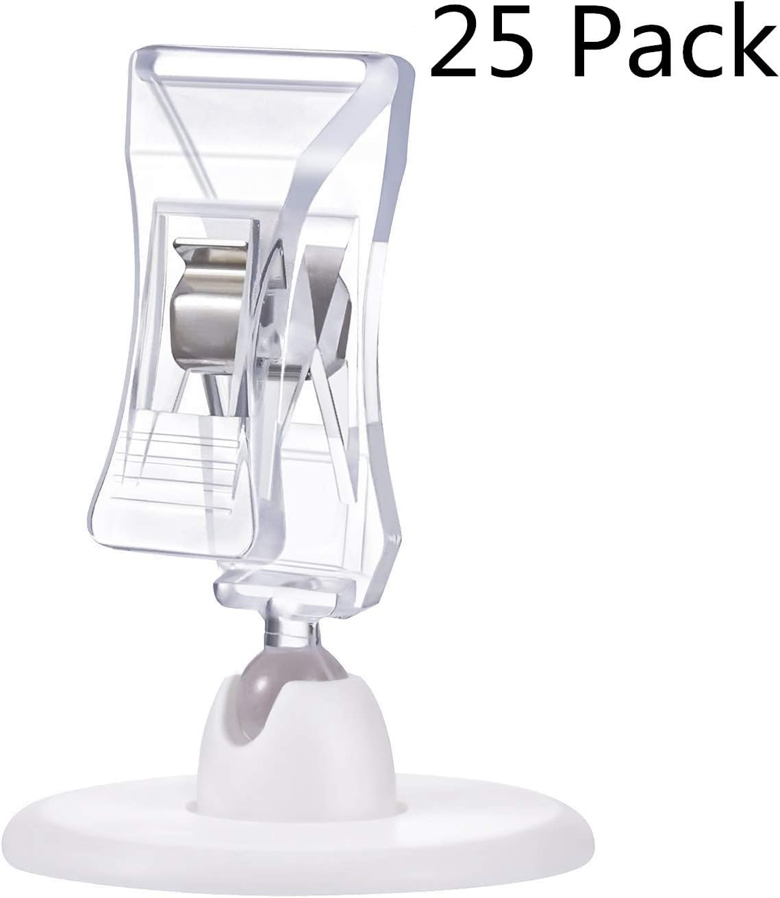 25 Pack Rotatable POP Display Sign Clips Merchandise Sign Clip Holder Stand Price Tag Clip by Adhesive Tape On Base