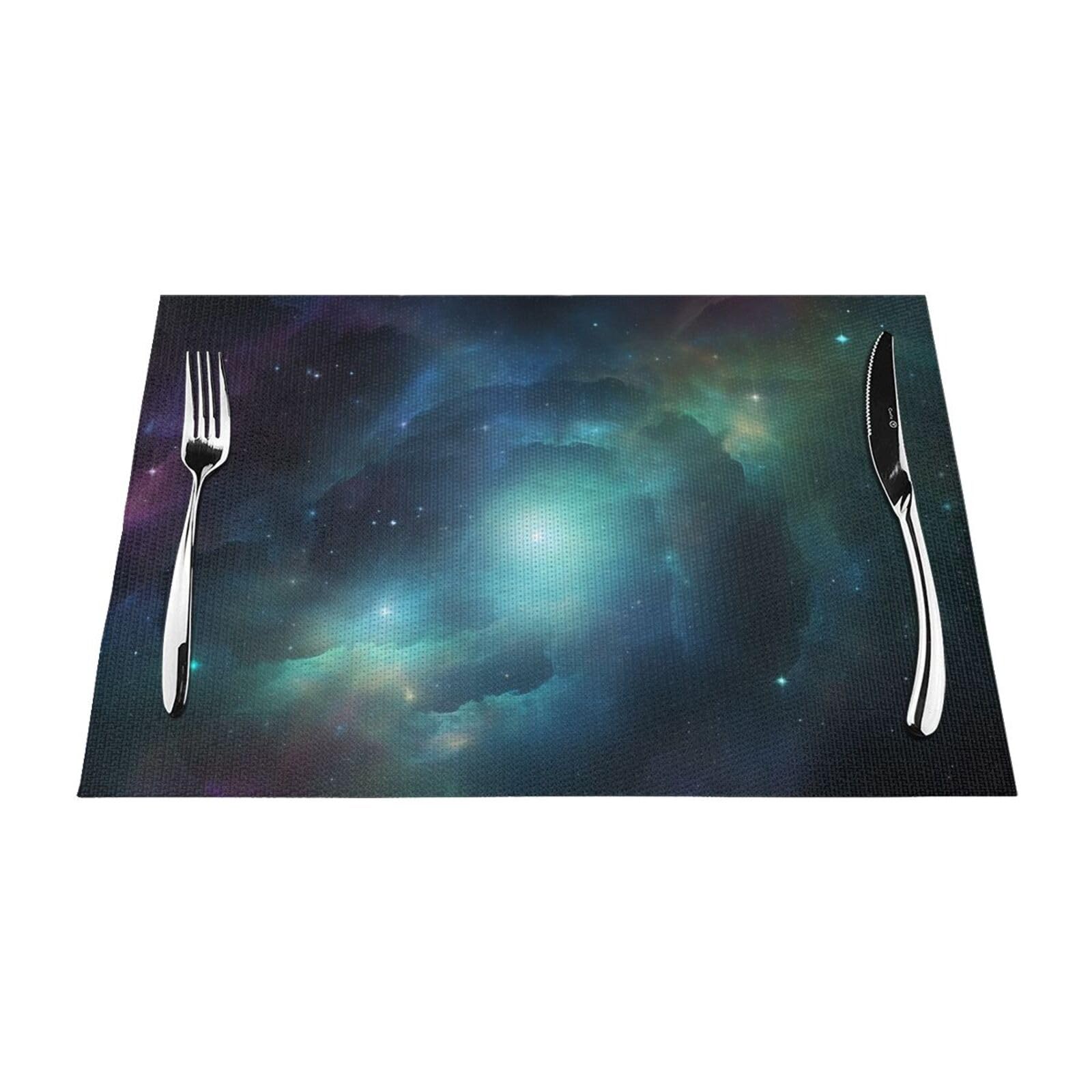 Set de table en PVC résistant motif galaxie de haute qualité 45x30 cm pour décoration