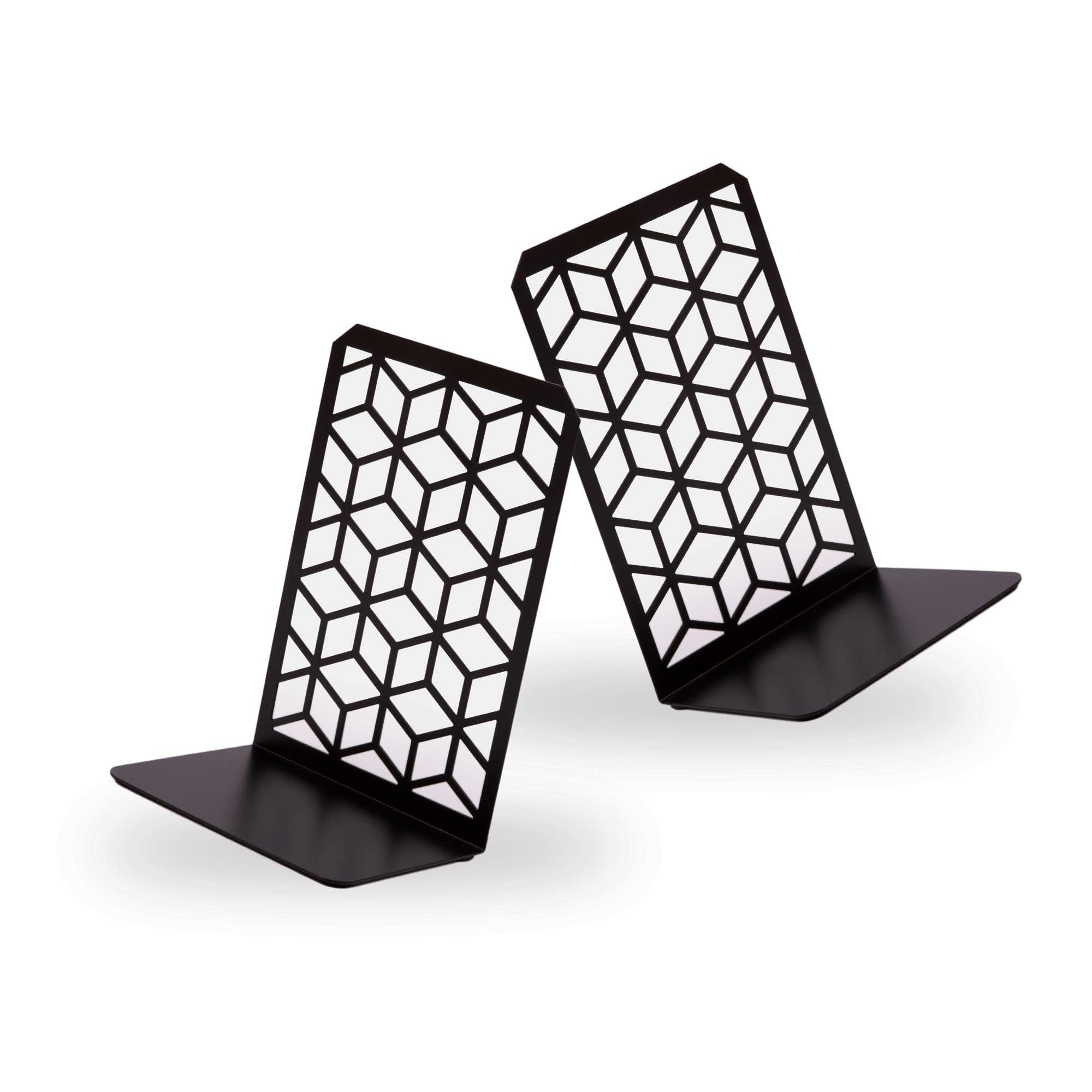 1 Pair Black Metal Bookends Kitchen Heavy Duty Study Non-Skid Tableware 4.7x3.5x7 Book Holder - View #5