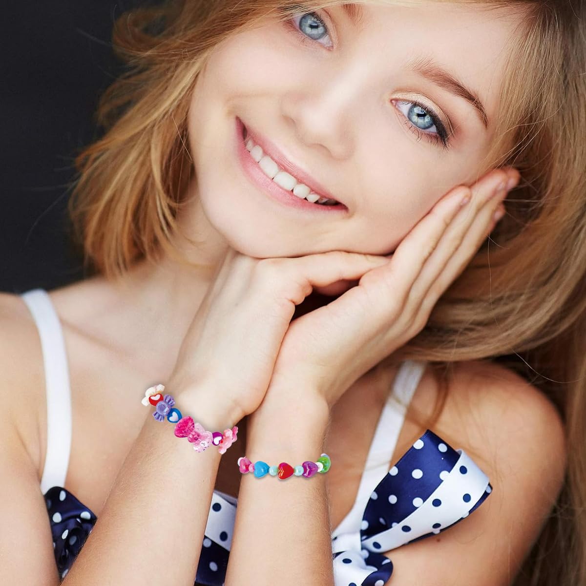 SANNIDHI® 6Pcs Beads Bracelet for Girls Kids Friendship Bracelet Cute Beaded Bracelets Set Girls Toddler Costume Jewelry Party Pretend Play Birthday Christmas Gifts 4
