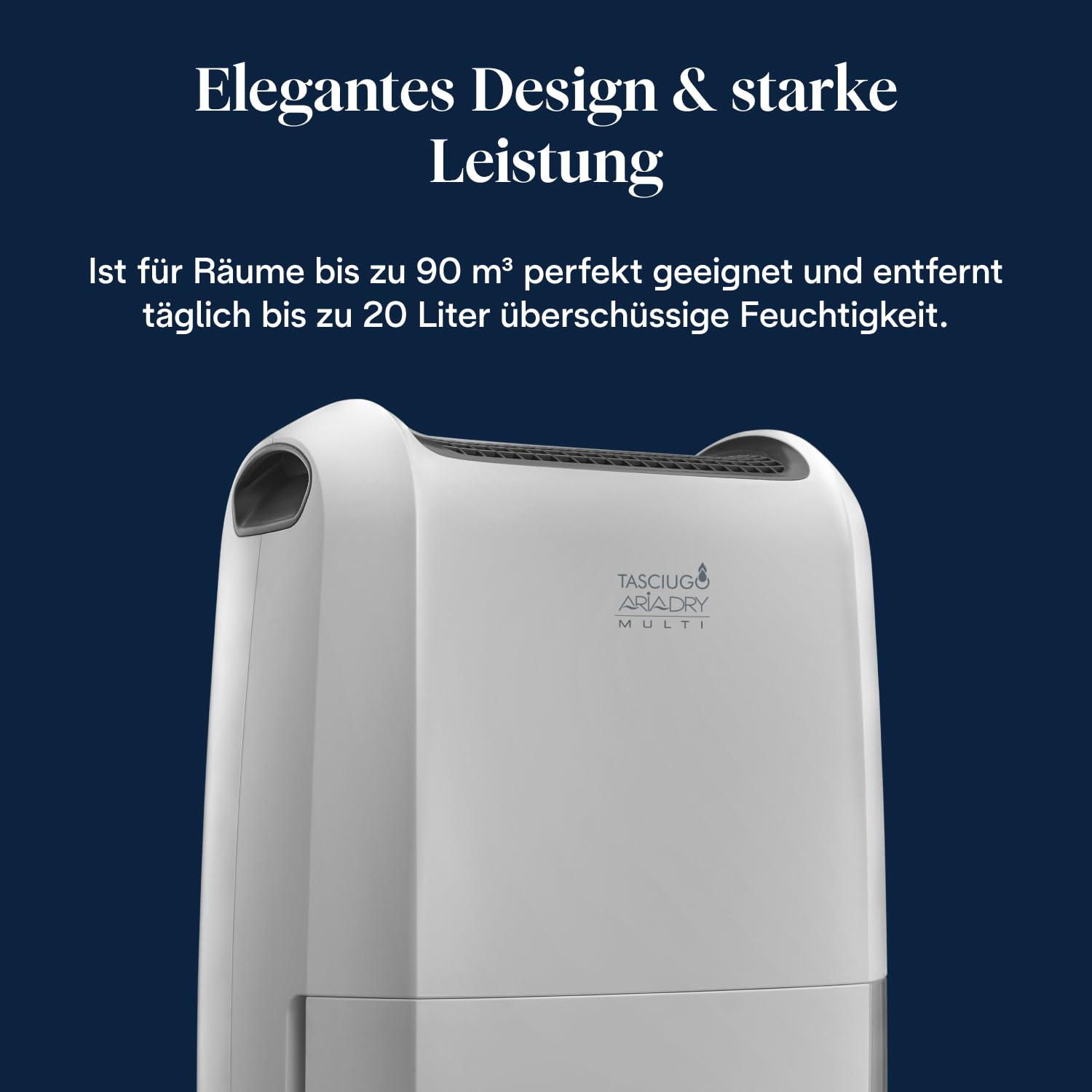 De'Longhi Tasciugo AriaDry Multi - Tragbarer Luftentfeuchter, 20L/Tag Feuchtigkeitsentzug, Wäschetrockner, Anti-Schimmel, Geringe Geräuschentwicklung, Timer, Weiß (DDSX220)