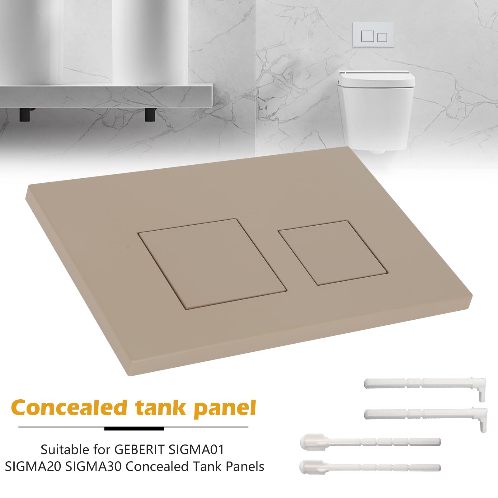 Genérico Placa De Descarga, Accesorios para Inodoro De Doble Descarga, Placa De Descarga De Ahorro De Agua De Material Abs, Reemplazo De Tanque De Inodoro con Placa De Empuje (Khaki)