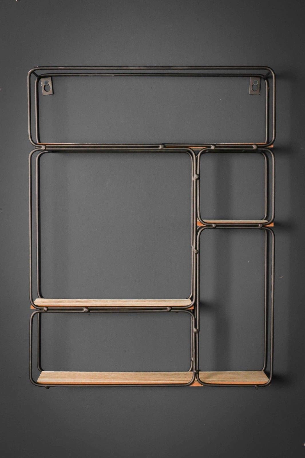 Buy ShowTop Wooden & Black Metal Modern Iron ed Shelves Rectangle Wall
