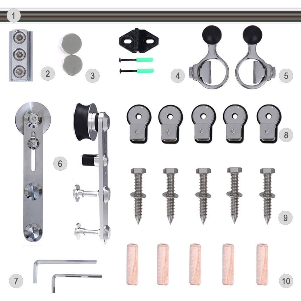 CCJH 183CM/6FT Herraje para Puerta Corredera Acero Inoxidable Kit de Accesorios, Guia Riel Puertas Correderas, Forma I